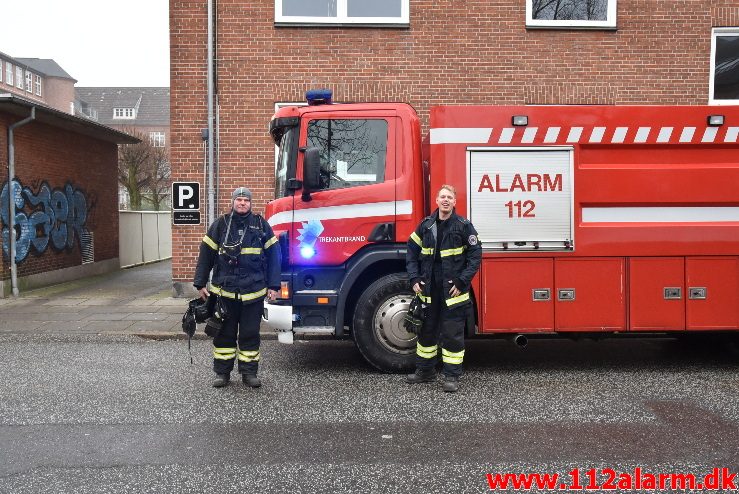 Mindre brand på Midtbyskolen. Strandgade 2 i Vejle. 11/01-2018. Kl. 13:11.