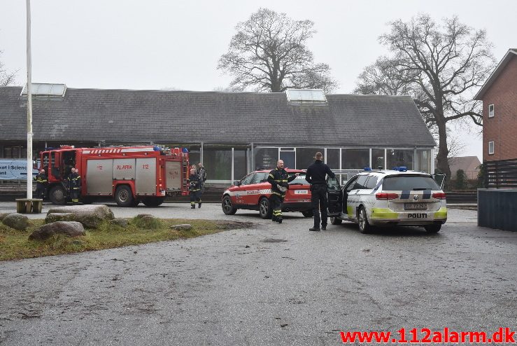 Mindre brand på Midtbyskolen. Strandgade 2 i Vejle. 11/01-2018. Kl. 13:11.