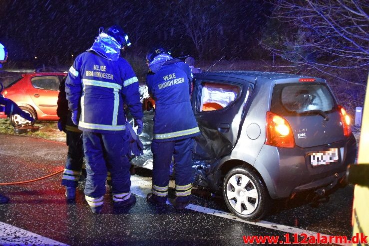 Kvinde overså den anden bilist. Bredstenvej ved Skibet. 17/01-2018. Kl. 06:32.