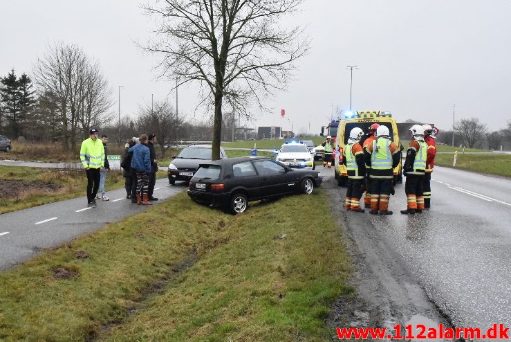 FUH med fastklemt. Jerlev Landevej ved Ødsted. 20/01-2018. Kl. 14:55.