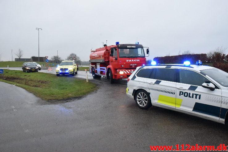 FUH med fastklemt. Jerlev Landevej ved Ødsted. 20/01-2018. Kl. 14:55.