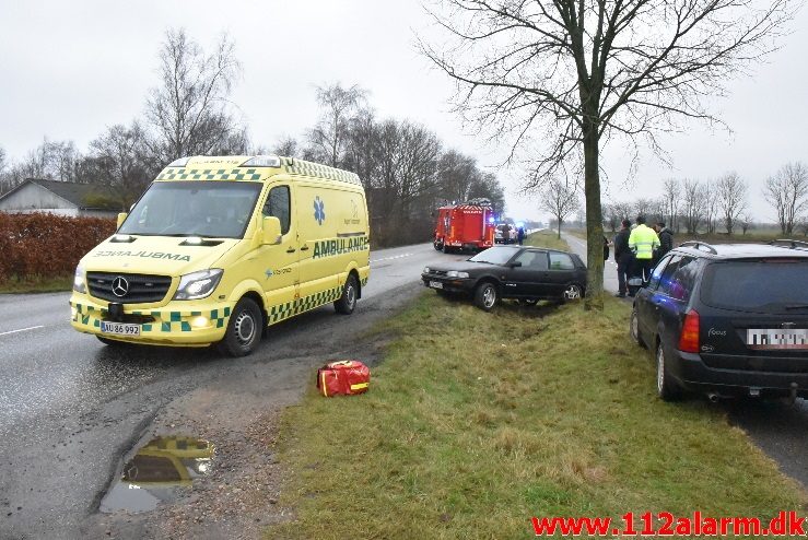 FUH med fastklemt. Jerlev Landevej ved Ødsted. 20/01-2018. Kl. 14:55.