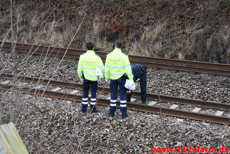 Redning Personpåkørsel tog. Strandvejen i Vejle. 28/01-2018. Kl. 09:39.