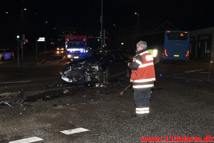 Forurening efter FUH. Horsensvej/Skovgade i Vejle. 3/02-2018. Kl. 18:53.