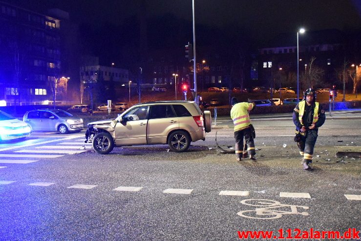 Forurening efter FUH. Horsensvej/Skovgade i Vejle. 3/02-2018. Kl. 18:53.