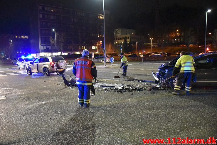 Forurening efter FUH. Horsensvej/Skovgade i Vejle. 3/02-2018. Kl. 18:53.