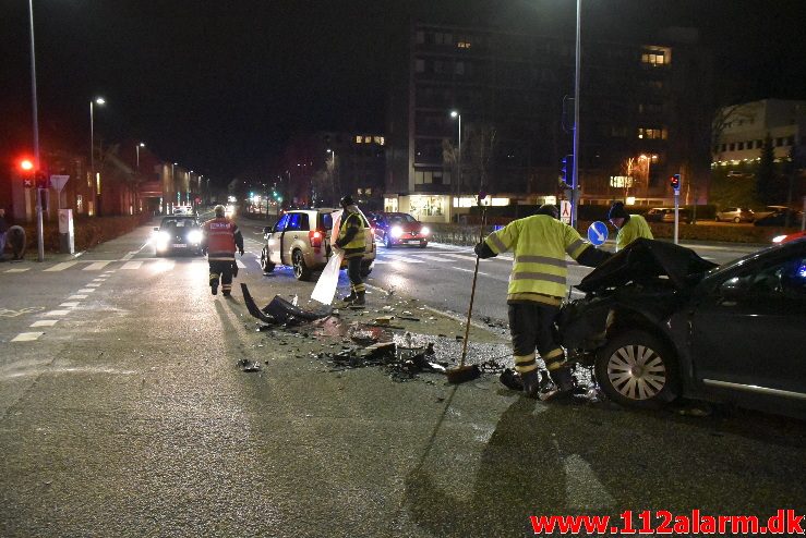 Forurening efter FUH. Horsensvej/Skovgade i Vejle. 3/02-2018. Kl. 18:53.