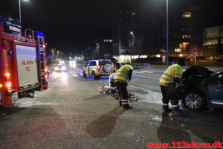 Forurening efter FUH. Horsensvej/Skovgade i Vejle. 3/02-2018. Kl. 18:53.