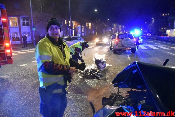 Forurening efter FUH. Horsensvej/Skovgade i Vejle. 3/02-2018. Kl. 18:53.