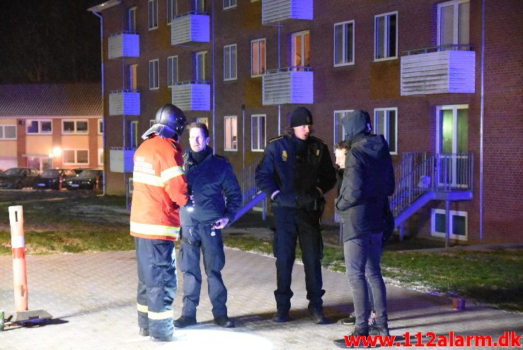 Brand i Etageejendom. Pedersholms Alle. 18 i vejle. 04/02-2018. Kl. 02:14.