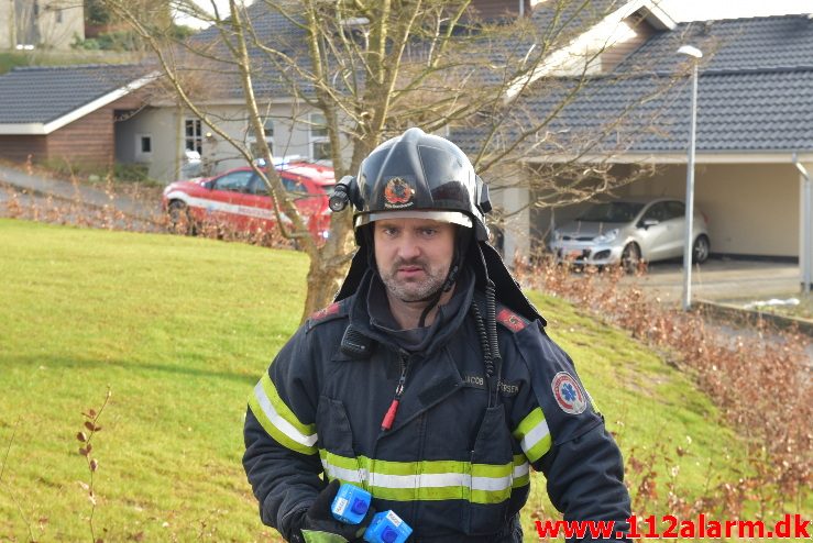 Brand i Villa. Brønsbjergvej i Vejle Øst. 18/02-2018. Kl. 15:08.