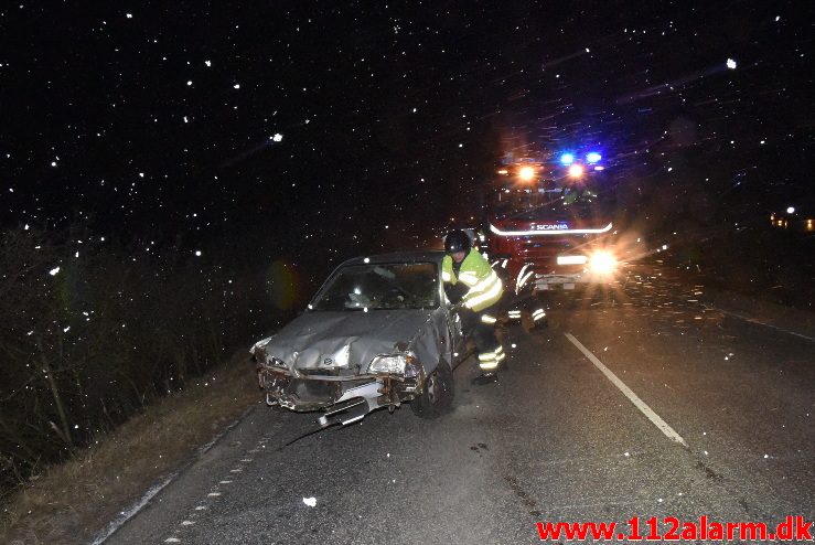 Kvinde endte i grøften. Juelsmindevej ved Vejle. 25/02-2018. Kl. 20:50.