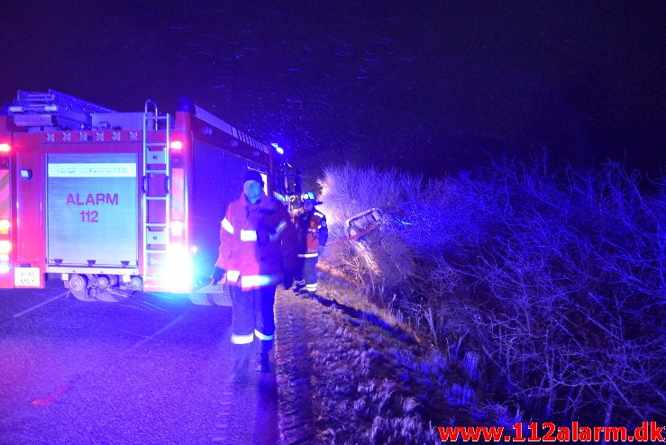 Kvinde endte i grøften. Juelsmindevej ved Vejle. 25/02-2018. Kl. 20:50.