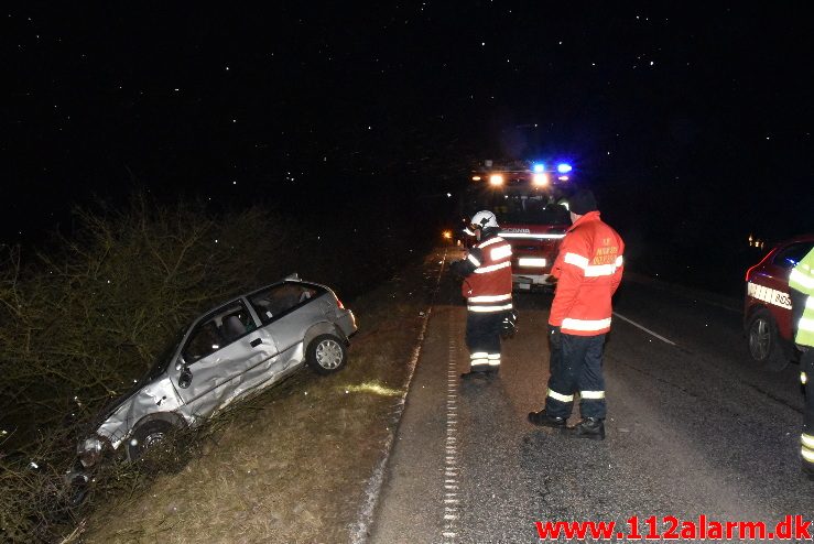 Kvinde endte i grøften. Juelsmindevej ved Vejle. 25/02-2018. Kl. 20:50.