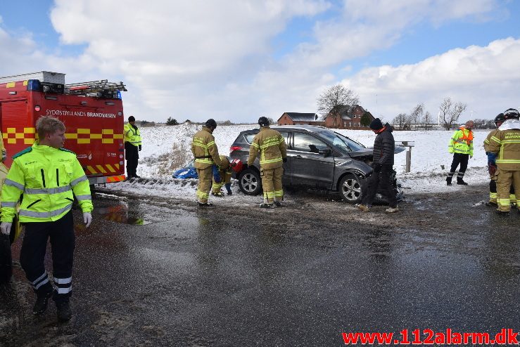 FUH med fastklemt. Tørringvej ved Sandved. 28/02-2018. Kl. 11:16.