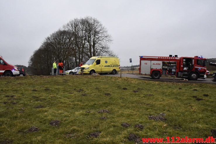 Ung pige gik igennem isen. Fårupsø ved Jelling.  13/03-2018. KL. 13:26.