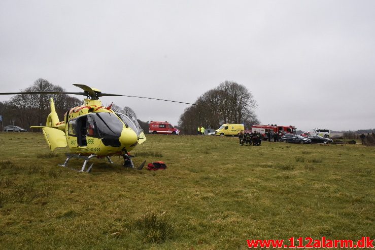 Ung pige gik igennem isen. Fårupsø ved Jelling.  13/03-2018. KL. 13:26.