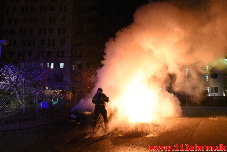 Bilbrand. Sjællandsgade 19 i Vejle. 24/04-2018. Kl. 00:46.