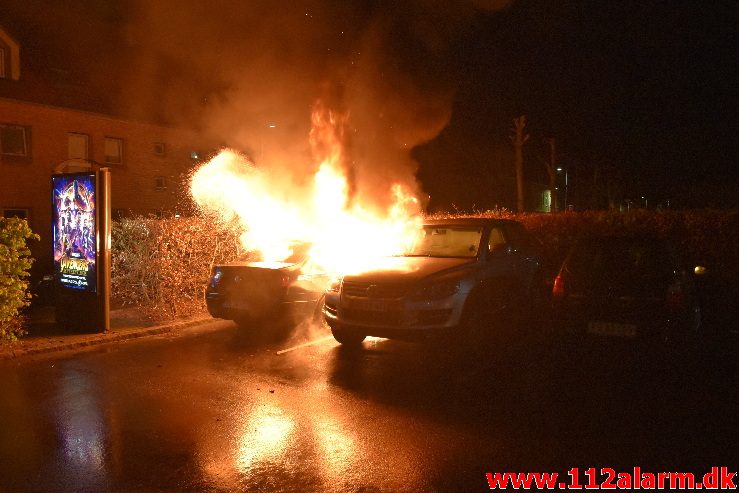 Bilbrand. Staldgaardsgade i Vejle. 28/04-2018. Kl. 01:46.