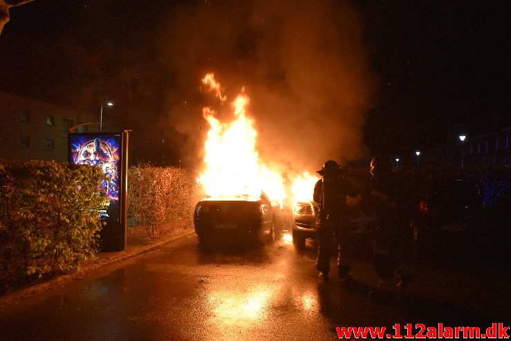 Bilbrand. Staldgaardsgade i Vejle. 28/04-2018. Kl. 01:46.