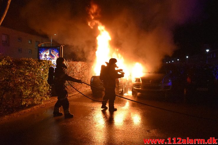 Bilbrand. Staldgaardsgade i Vejle. 28/04-2018. Kl. 01:46.