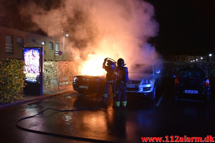 Bilbrand. Staldgaardsgade i Vejle. 28/04-2018. Kl. 01:46.