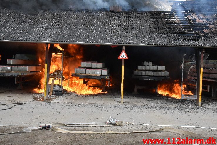 Brand ved Centrum Pæle. Grønlandsvej 96 i Vejle. 29/04-2018. Kl. 10:42.