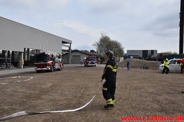 Brand ved Centrum Pæle. Grønlandsvej 96 i Vejle. 29/04-2018. Kl. 10:42.