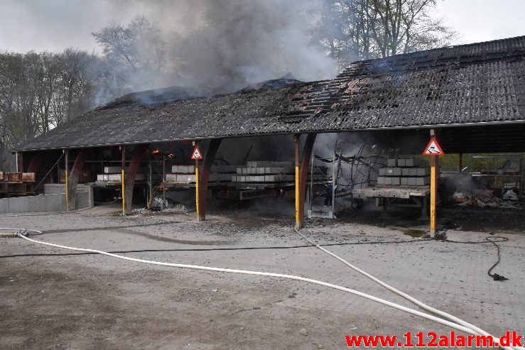 Brand ved Centrum Pæle. Grønlandsvej 96 i Vejle. 29/04-2018. Kl. 10:42.