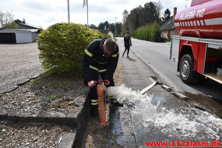 Brand ved Centrum Pæle. Grønlandsvej 96 i Vejle. 29/04-2018. Kl. 10:42.