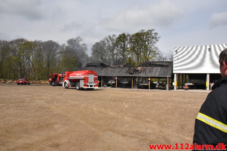 Brand ved Centrum Pæle. Grønlandsvej 96 i Vejle. 29/04-2018. Kl. 10:42.