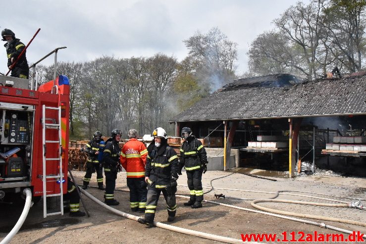 Brand ved Centrum Pæle. Grønlandsvej 96 i Vejle. 29/04-2018. Kl. 10:42.