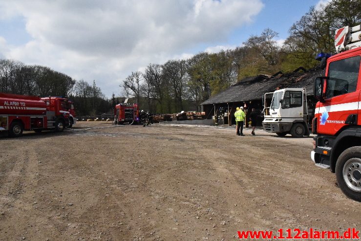 Brand ved Centrum Pæle. Grønlandsvej 96 i Vejle. 29/04-2018. Kl. 10:42.