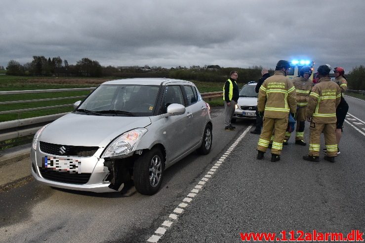 Fuh med fastklemt. Viborg Hovedvej ved Tørring. 01/05-2018. Kl. 20:37.