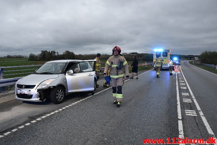 Fuh med fastklemt. Viborg Hovedvej ved Tørring. 01/05-2018. Kl. 20:37.