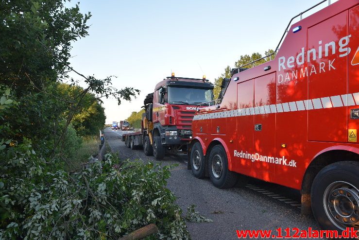 Lastbil havnet nede af skrænten. Motorvejen ved DTC. 07/06-2018. Kl. 18:50.