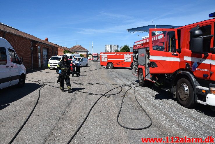 Overgravet gasledning. Sjællandsgade i Vejle. 07/06-2018. Kl. 11:00.