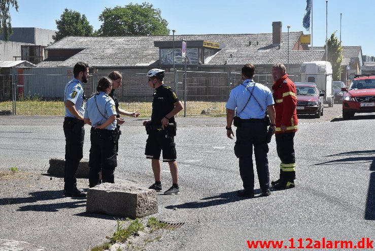 Overgravet gasledning. Sjællandsgade i Vejle. 07/06-2018. Kl. 11:00.