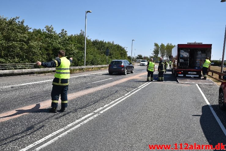 Forurening efter FUH. Ny Solskovvej 92 ved DTC i Vejle. 21/07-2018. Kl. 13:19.