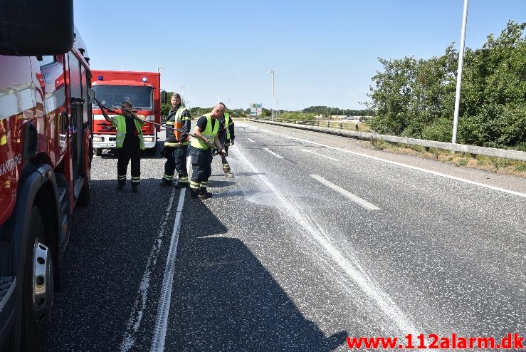 Forurening efter FUH. Ny Solskovvej 92 ved DTC i Vejle. 21/07-2018. Kl. 13:19.