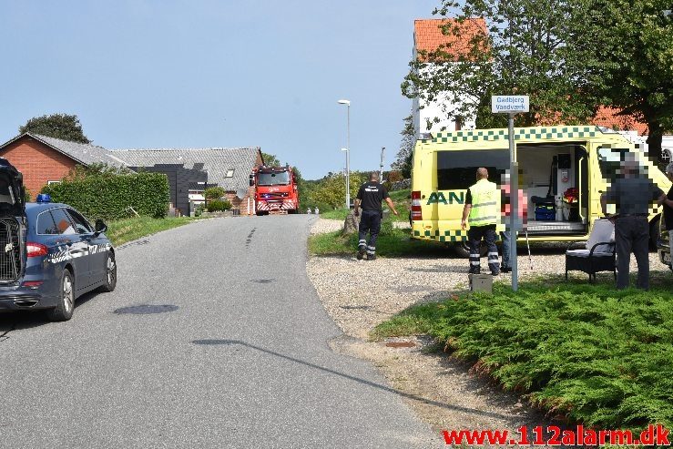 Ild i vaskemaskinen. Buen i Gadbjerg. 22/08-2018. Kl. 11:14.