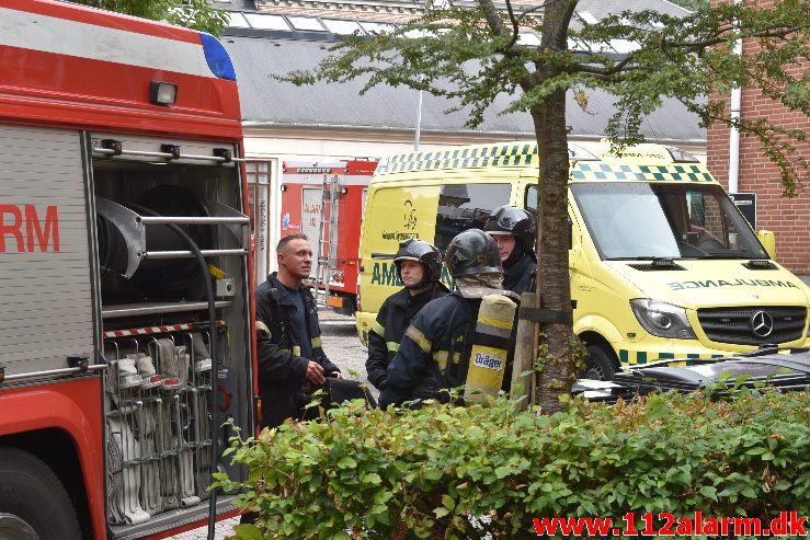 Brand Etageejendom. Kalkbrænderivej 8 i Vejle. 17/09-2018. Kl. 14:42.