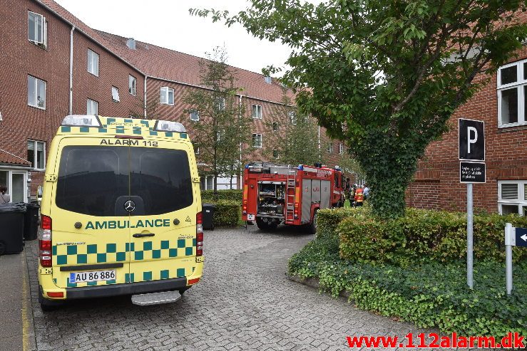 Brand Etageejendom. Kalkbrænderivej 8 i Vejle. 17/09-2018. Kl. 14:42.