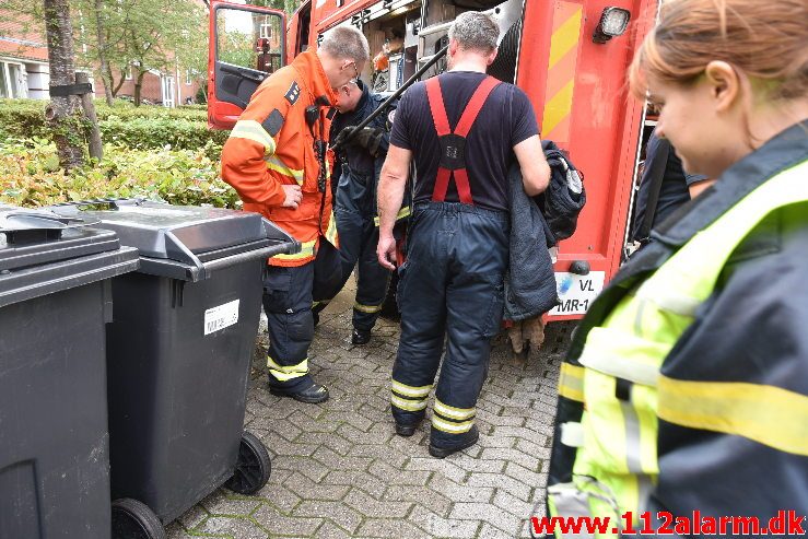 Brand Etageejendom. Kalkbrænderivej 8 i Vejle. 17/09-2018. Kl. 14:42.