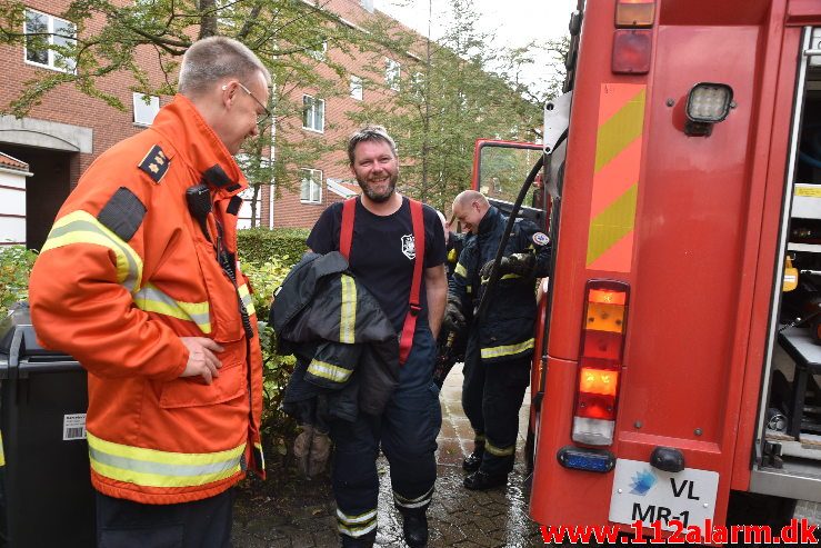 Brand Etageejendom. Kalkbrænderivej 8 i Vejle. 17/09-2018. Kl. 14:42.