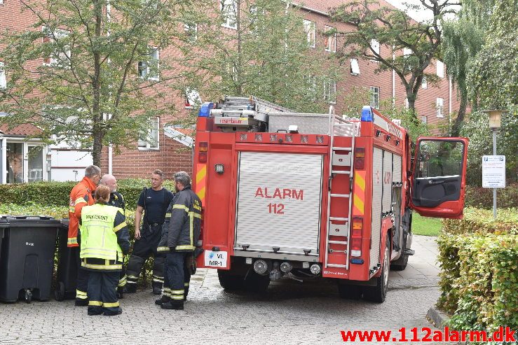 Brand Etageejendom. Kalkbrænderivej 8 i Vejle. 17/09-2018. Kl. 14:42.