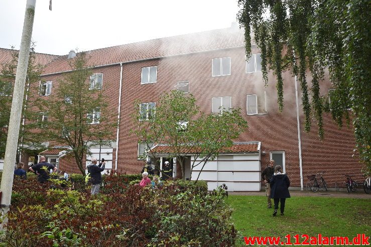 Brand Etageejendom. Kalkbrænderivej 8 i Vejle. 17/09-2018. Kl. 14:42.