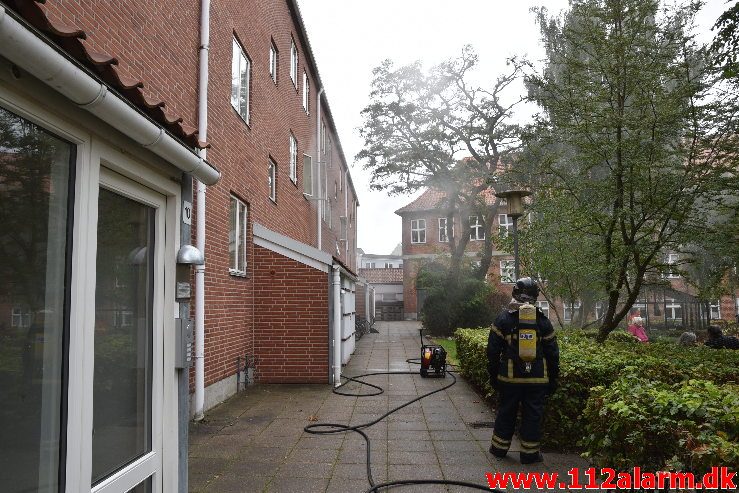 Brand Etageejendom. Kalkbrænderivej 8 i Vejle. 17/09-2018. Kl. 14:42.