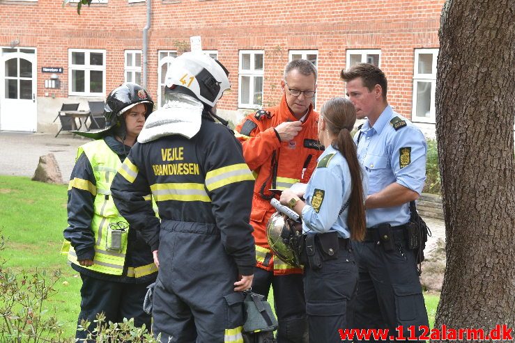 Brand Etageejendom. Kalkbrænderivej 8 i Vejle. 17/09-2018. Kl. 14:42.