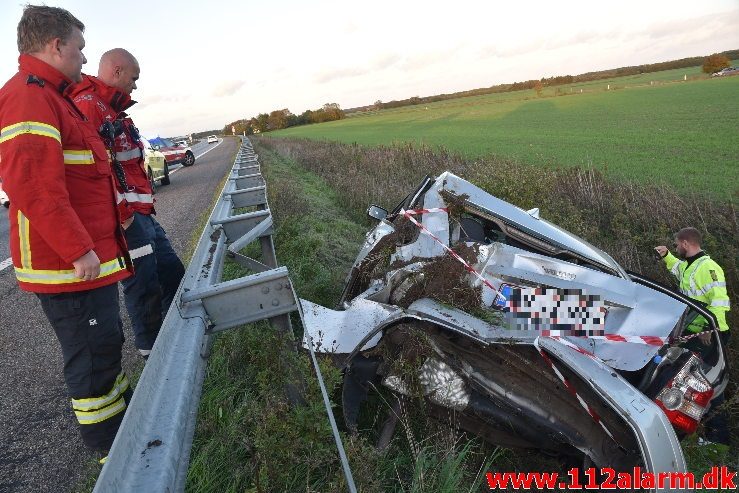 FUH med Fastklemte. Motorvejen E45 lige før Hedensted. 28/09-2018. Kl. 18:20.